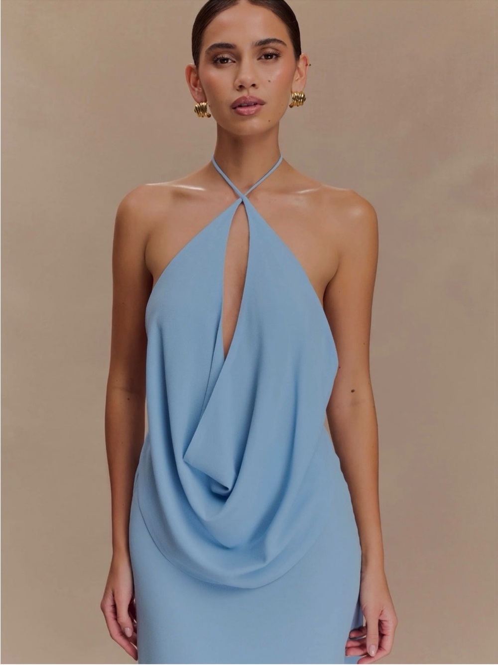 Meshki Katalina Chiffon Cowl Halter top and Maxi skirt